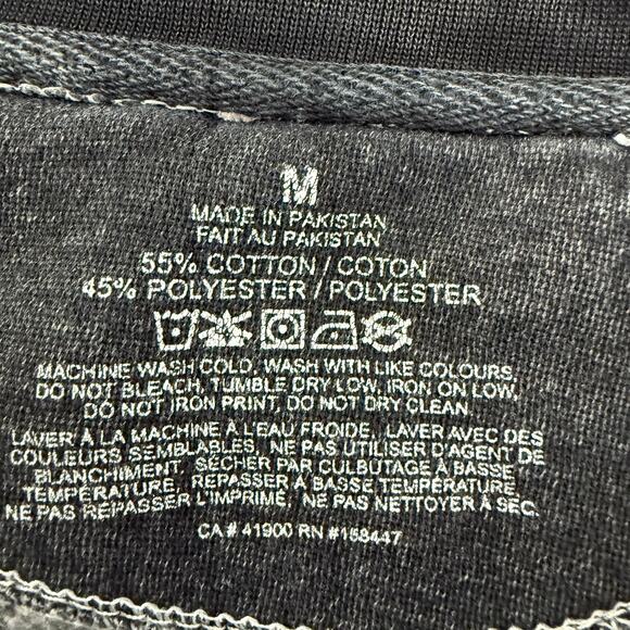 Acid Wash Crew Neck Sweatshirt Size Medium Black Grey Halloween Skeleton Skull - Picture 5 of 7